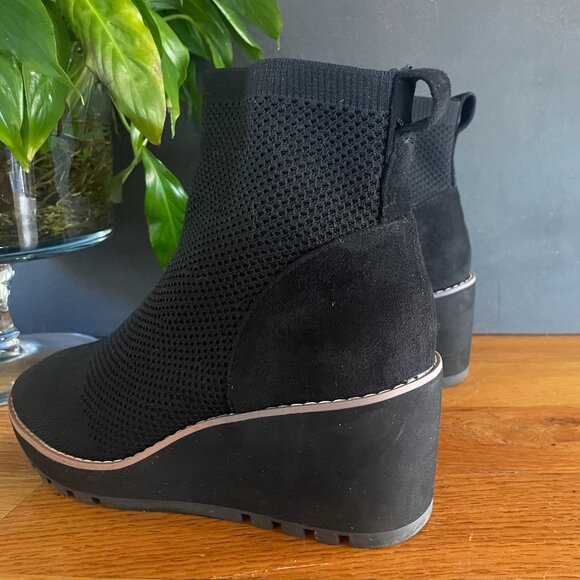 Anne Klein Black Knit Sock Wedge Ankle Boots Women’s 7M | Slip-On Comfort Bootie - Picture 5 of 8